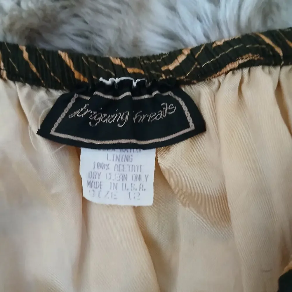 Vintage Intriguing Threads Safari Animal Midi Skirt Giraffe Zebra Lined Size‎ 12